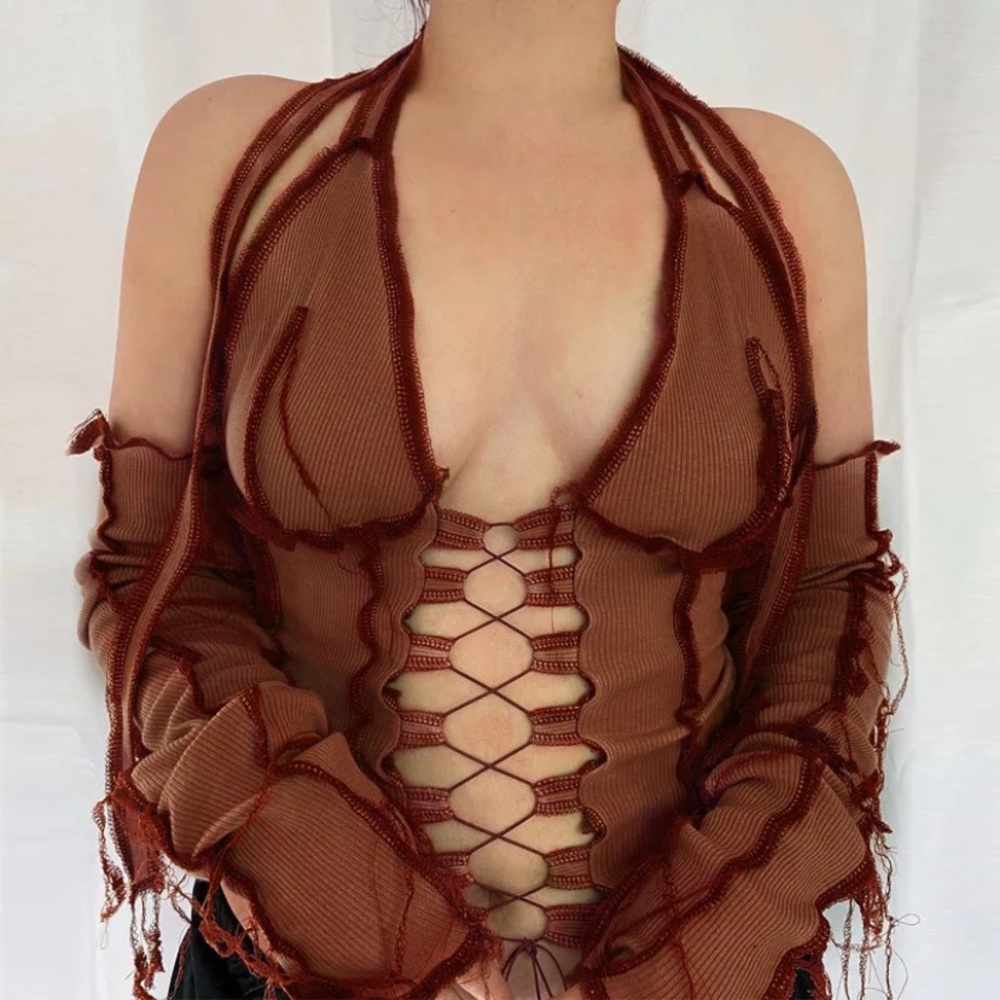 Long Sleeve Halter Top
